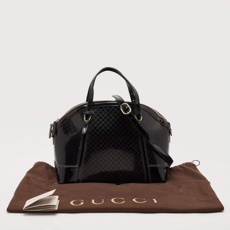 مملوكة مسبقًا Gucci Black Microguccissima Patent Leather Nice Dome Bag