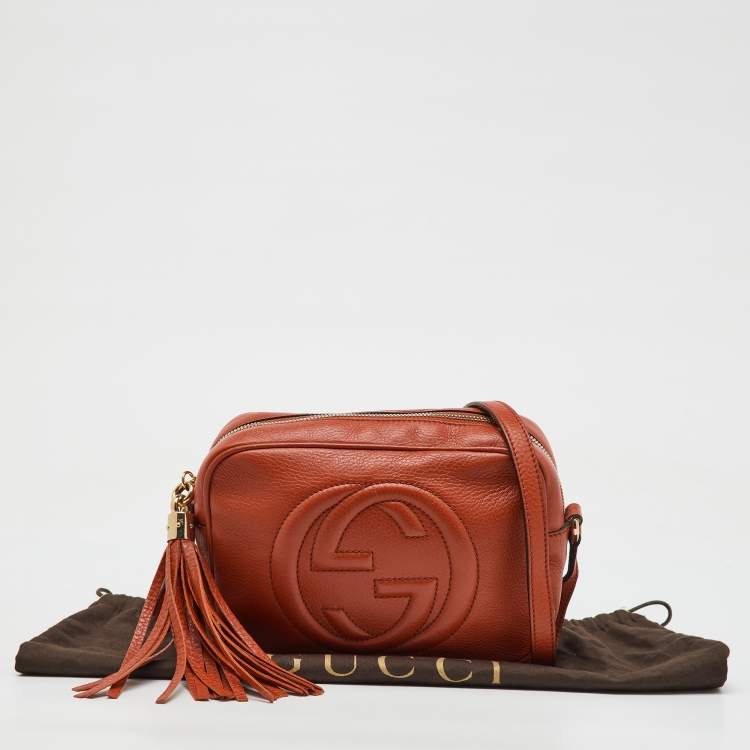 Pre Owned Gucci Orange Leather Small Soho Disco Crossbody Bag