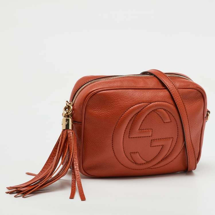 Pre Owned Gucci Orange Leather Small Soho Disco Crossbody Bag