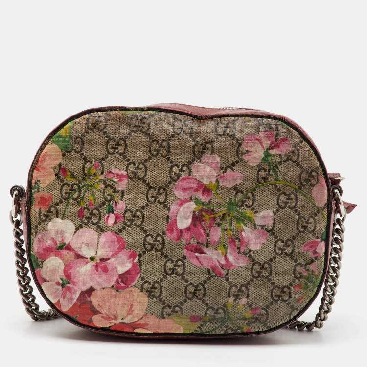 Pre Owned Gucci Multicolor GG Supreme Blooms Canvas and Leather Mini Chain Crossbody Bag