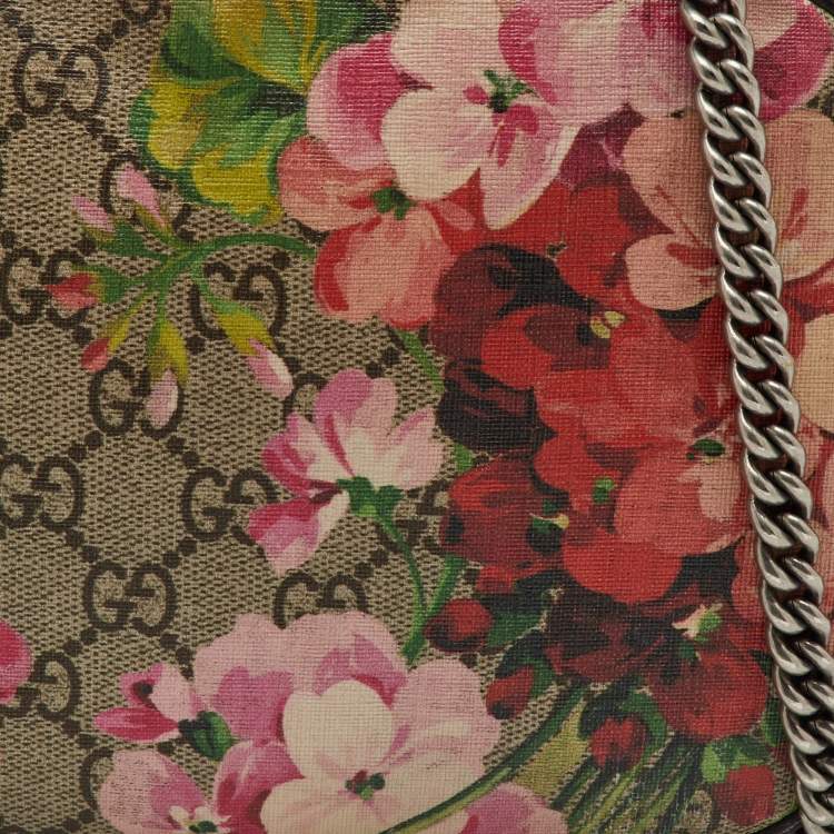Pre Owned Gucci Multicolor GG Supreme Blooms Canvas and Leather Mini Chain Crossbody Bag