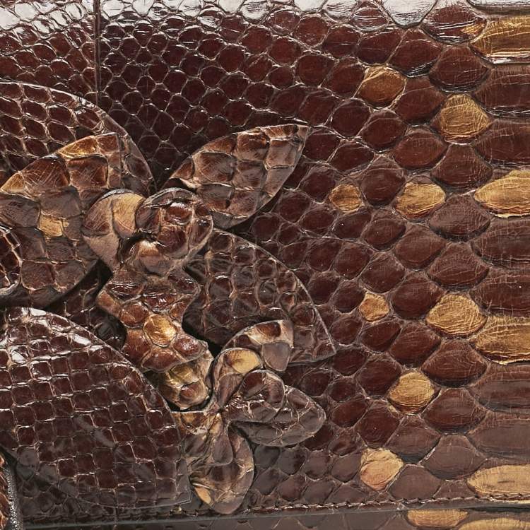 Pre Owned Gucci Brown Ombre Python Tassel Clutch