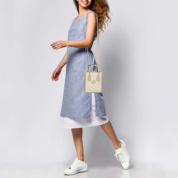 Pre Owned Gucci Beige GG Supreme Canvas Interlocking G Tote