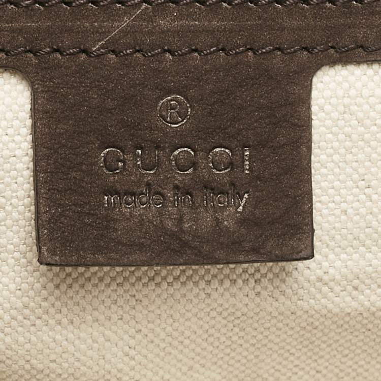 Pre Owned Gucci Dark Brown Nubuck Leather Ribot Horse Head Clutch