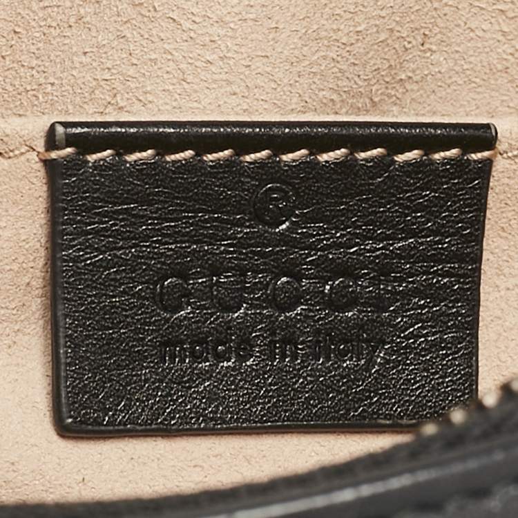 Pre Owned Gucci Black Matelassé Leather Mini GG Marmont Belt Bag