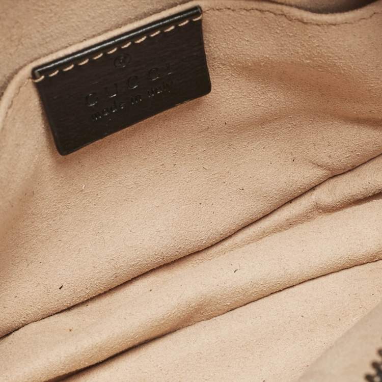 Pre Owned Gucci Black Matelassé Leather Mini GG Marmont Belt Bag