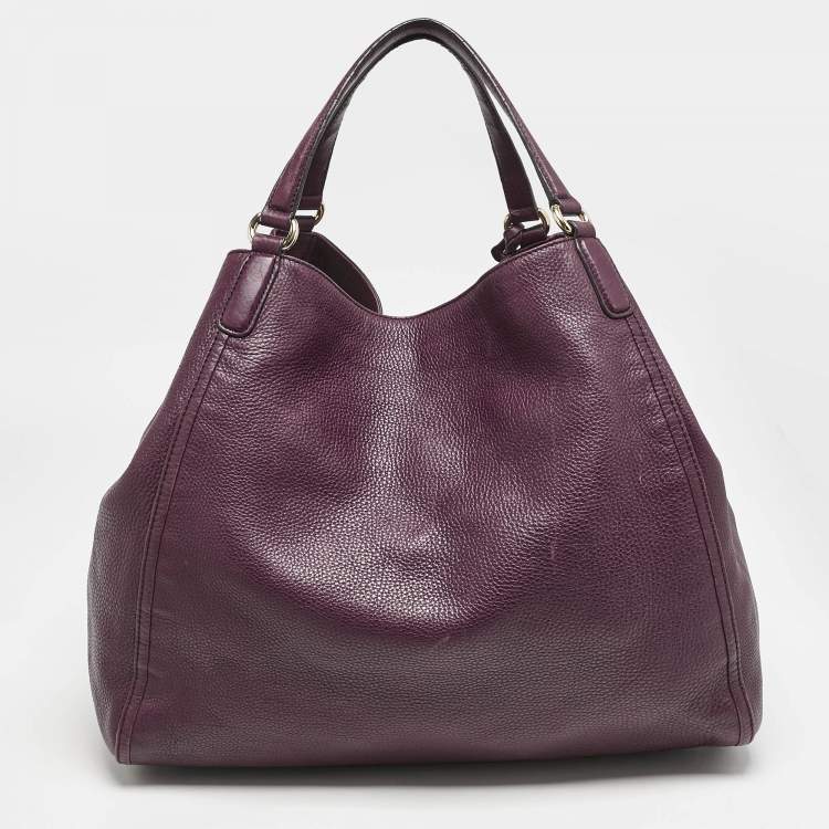 Pre Owned Gucci Burgundy Leather Large Soho Shopper Tote