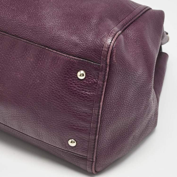 Pre Owned Gucci Burgundy Leather Large Soho Shopper Tote