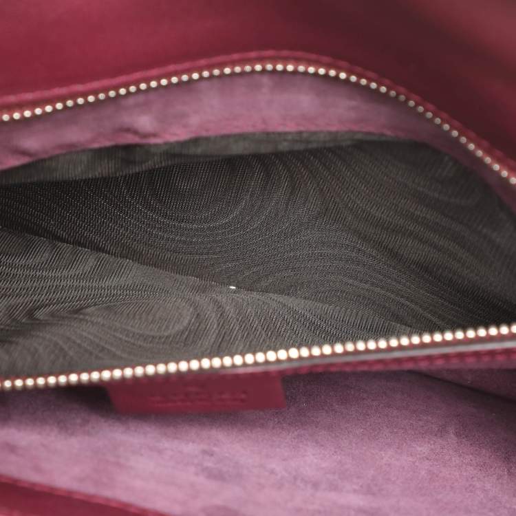 Pre Owned Gucci Burgundy Python Lady Lock Briefcase Clutch