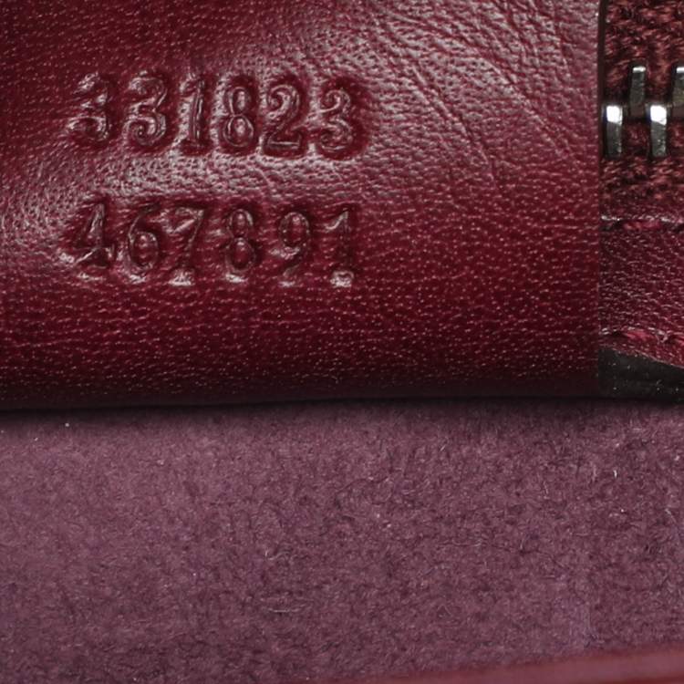 Pre Owned Gucci Burgundy Python Lady Lock Briefcase Clutch