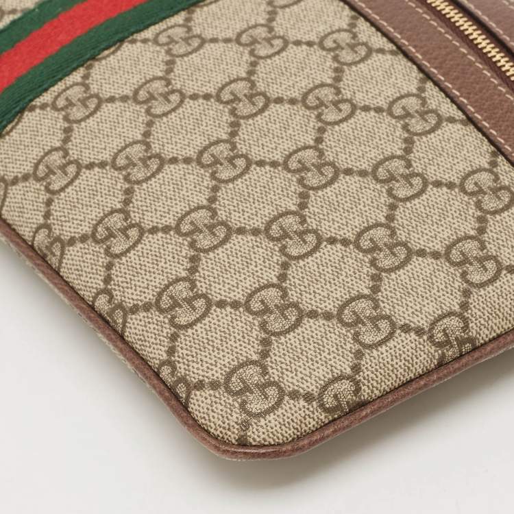 Pre Owned Gucci Brown/Beige GG Supreme Canvas Ophidia Pouch