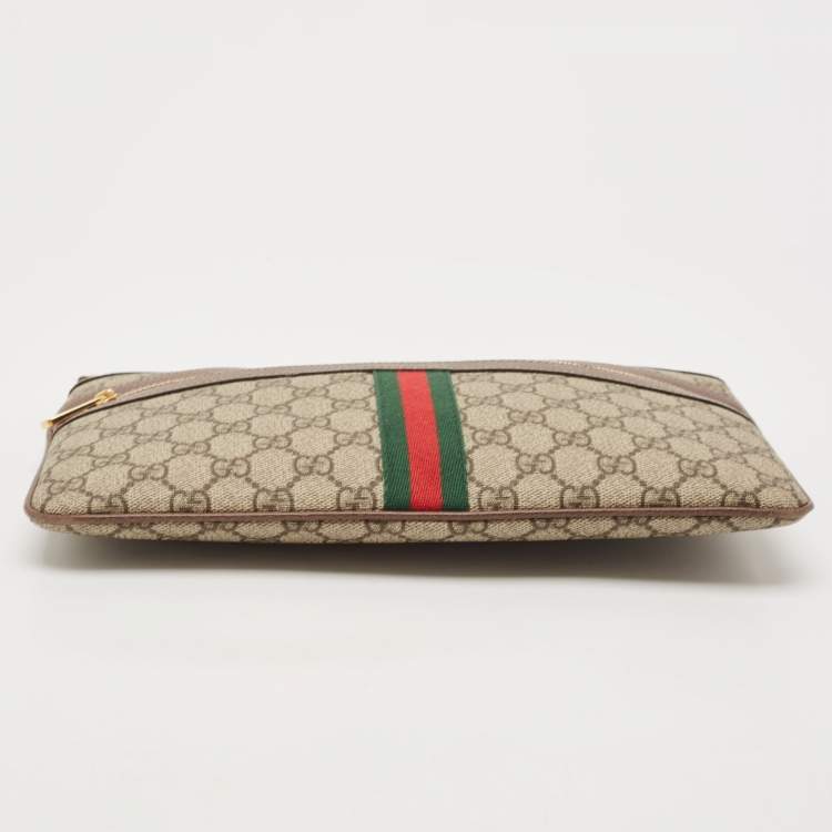 Pre Owned Gucci Brown/Beige GG Supreme Canvas Ophidia Pouch