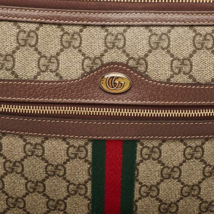 Pre Owned Gucci Brown/Beige GG Supreme Canvas Ophidia Pouch