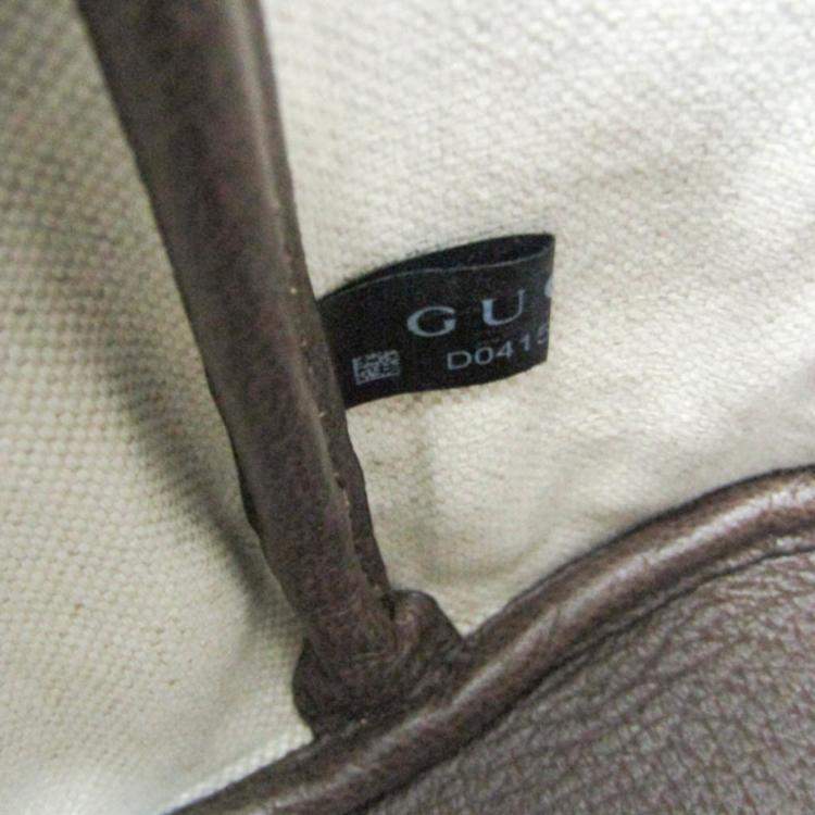 Pre Owned Gucci Beige GG Supreme Leather Double G Medium Tote Bag