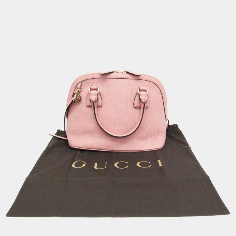 Pre Owned Gucci Light Pink Leather GG Charm Shoulder Bag