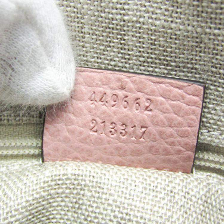 Pre Owned Gucci Light Pink Leather GG Charm Shoulder Bag