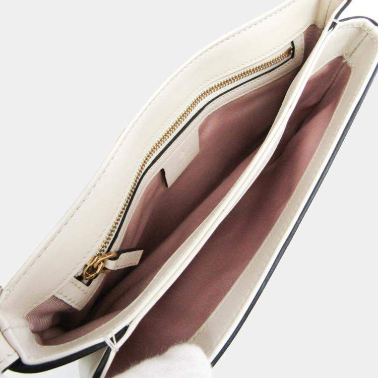 Pre Owned Gucci Black White Leather GG Marmont Arli Shoulder Bag