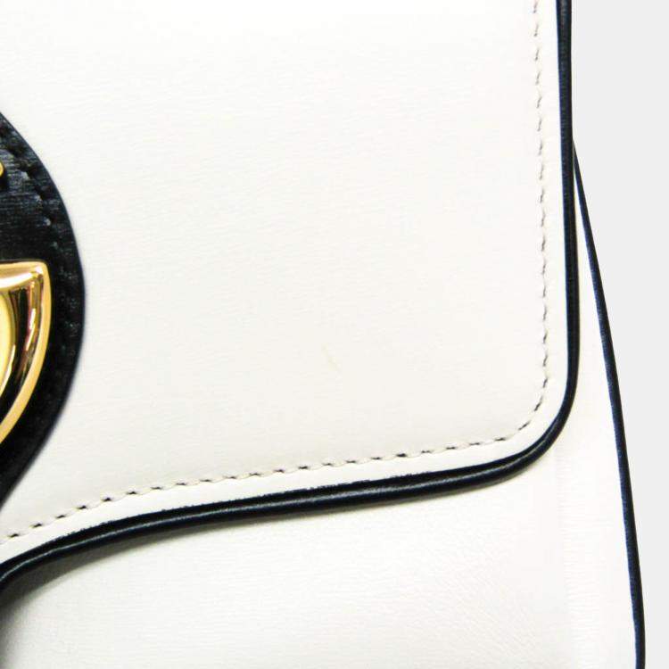 Pre Owned Gucci Black White Leather GG Marmont Arli Shoulder Bag