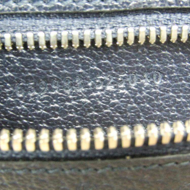 Pre Owned Gucci Beige Navy Leather Coated Canvas GG Shoulder Bag