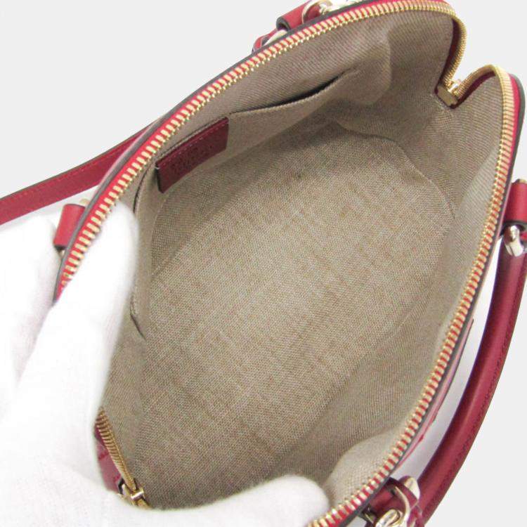 Pre Owned Gucci Red Leather Microguccissima Shoulder Bag