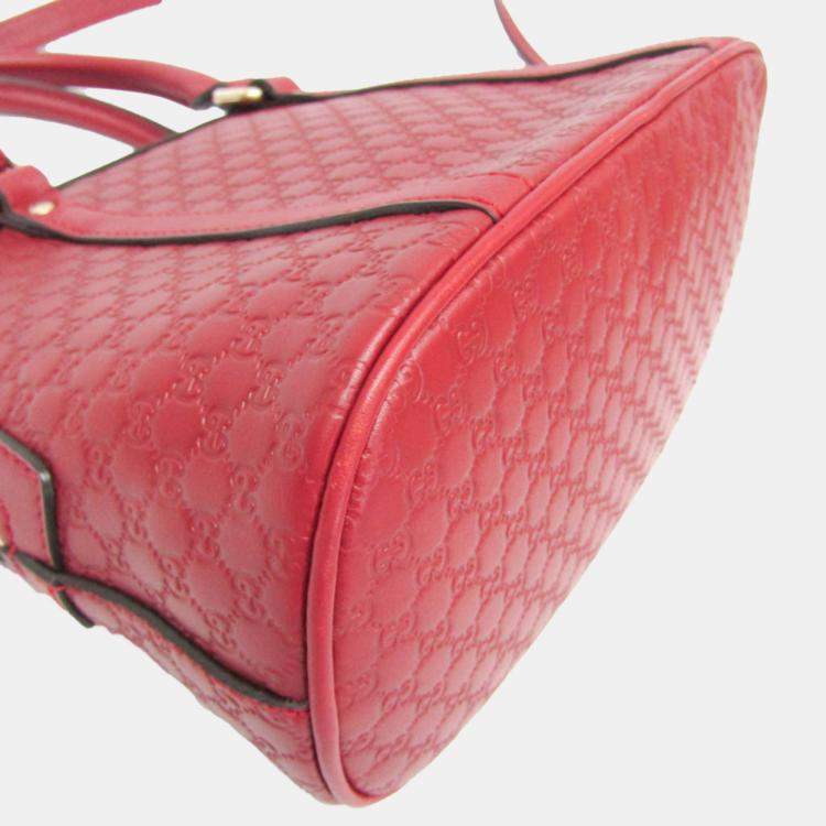Pre Owned Gucci Red Leather Microguccissima Shoulder Bag
