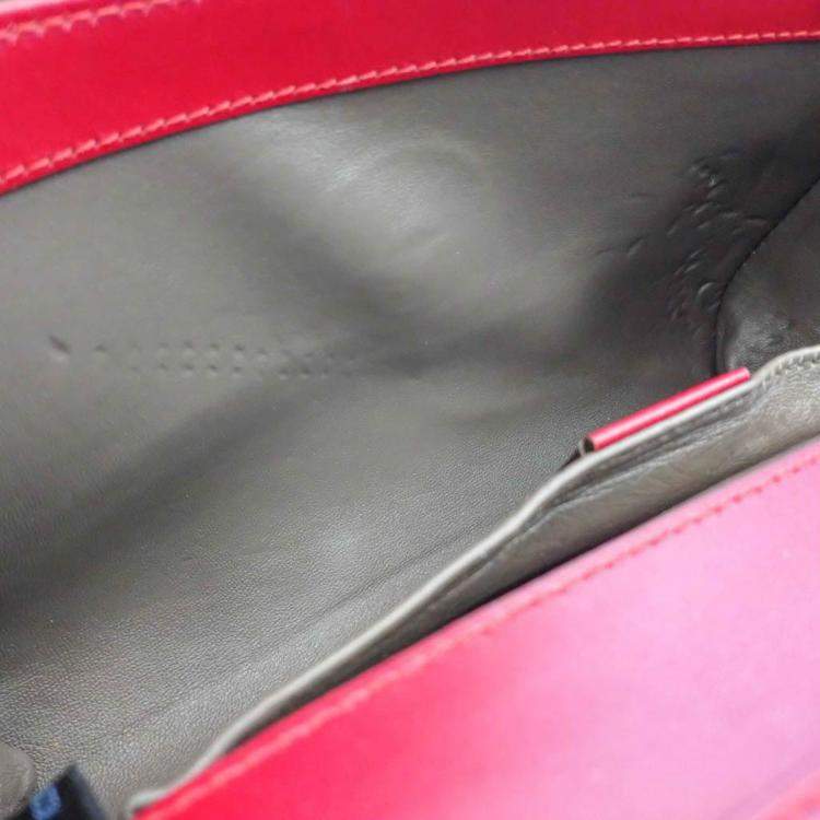 Pre Owned Gucci Red Leather Zumi Chain Shoulder Bag 