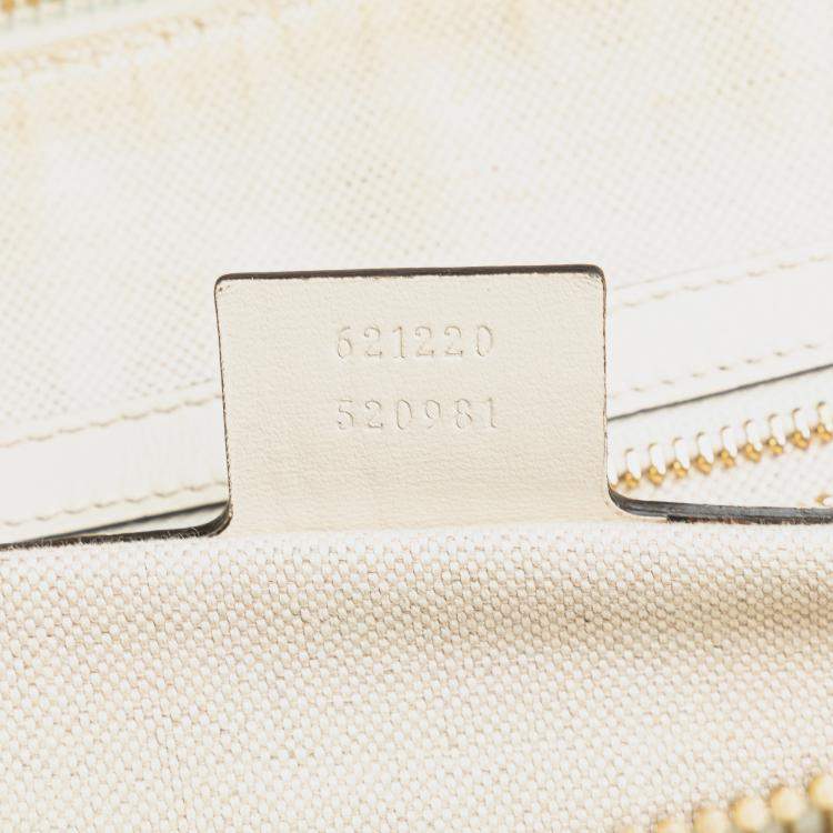 Pre Owned Gucci Cream Small Leather Horsebit 1955 Satchel