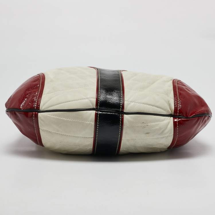 Pre Owned Gucci Tricolor Patent and Leather Medium Snow Glam Hobo 