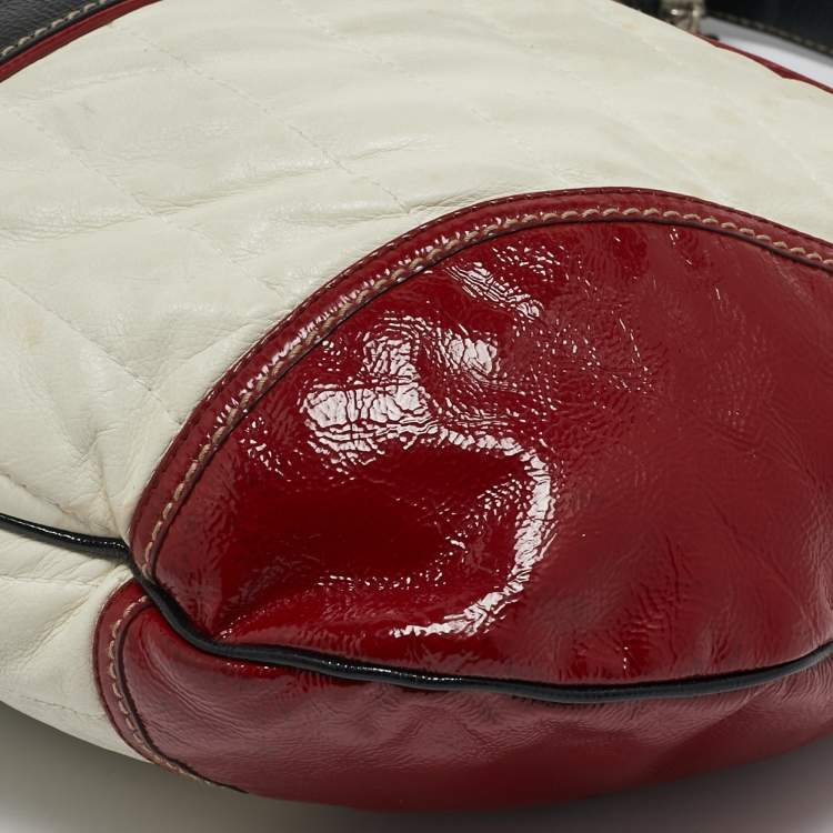 Pre Owned Gucci Tricolor Patent and Leather Medium Snow Glam Hobo 
