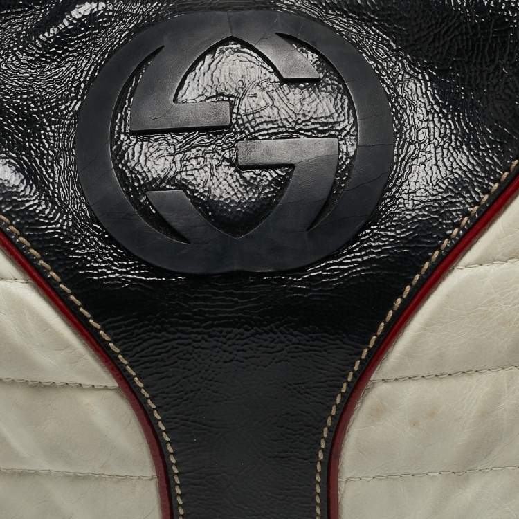 Pre Owned Gucci Tricolor Patent and Leather Medium Snow Glam Hobo 