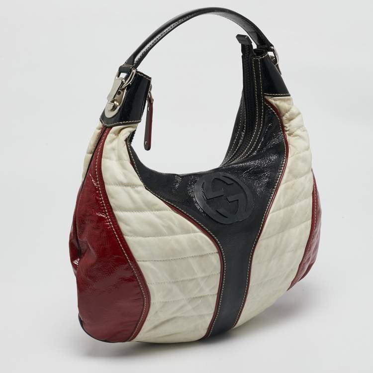 Pre Owned Gucci Tricolor Patent and Leather Medium Snow Glam Hobo 