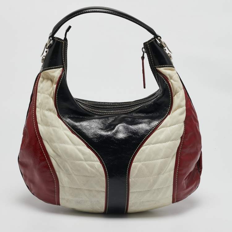 Pre Owned Gucci Tricolor Patent and Leather Medium Snow Glam Hobo 