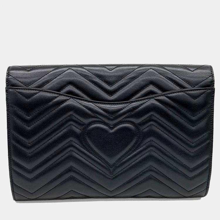 Pre Owned Gucci Black Leather Marmont Clutch