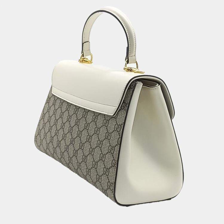 Pre Owned Gucci Beige Cream Canvas and Leather Horsebit 1955 Tote and Shoulder Bag