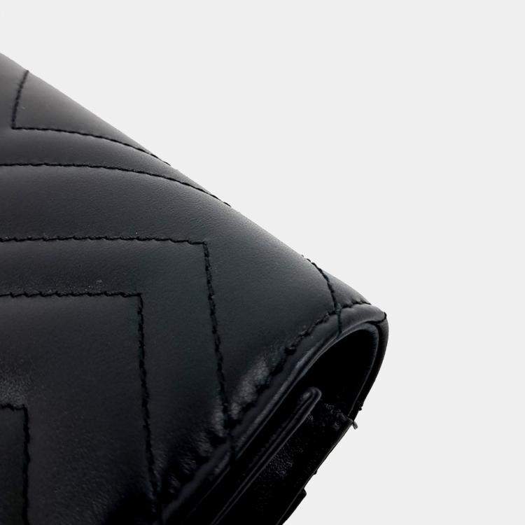 مملوكة مسبقًا Gucci Black Leather Marmont Matelasse Clutch