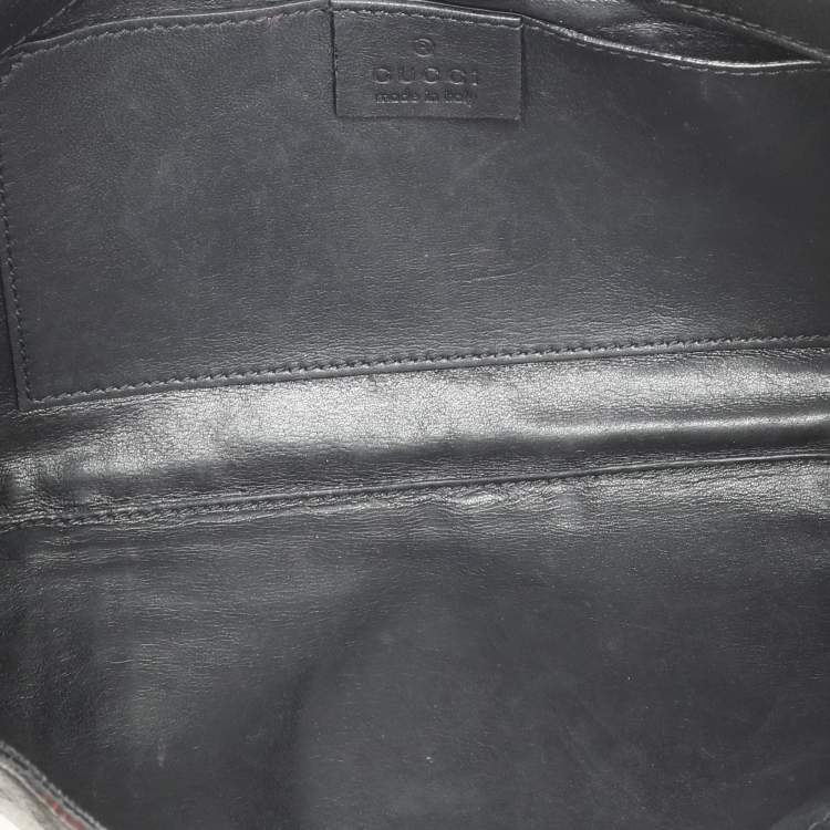 Pre Owned Gucci Black Karung Leather Shoulder Bag