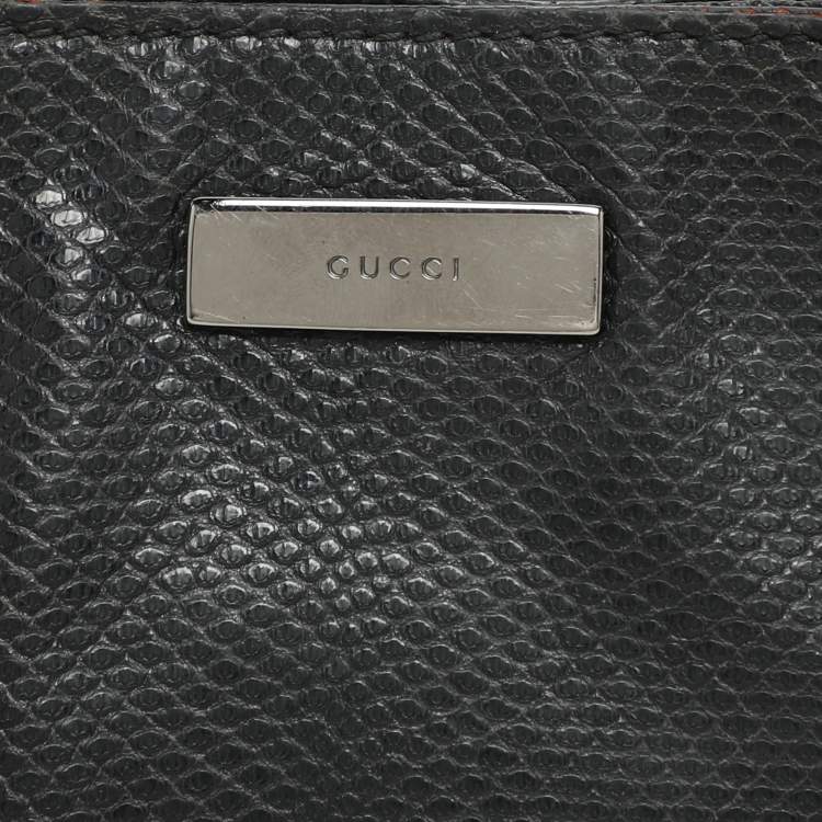 Pre Owned Gucci Black Karung Leather Shoulder Bag