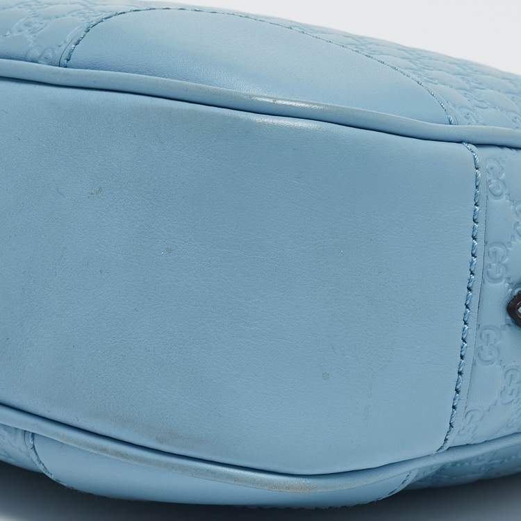 Pre Owned Gucci Light Blue Microguccissima Leather Bree Crossbody Bag
