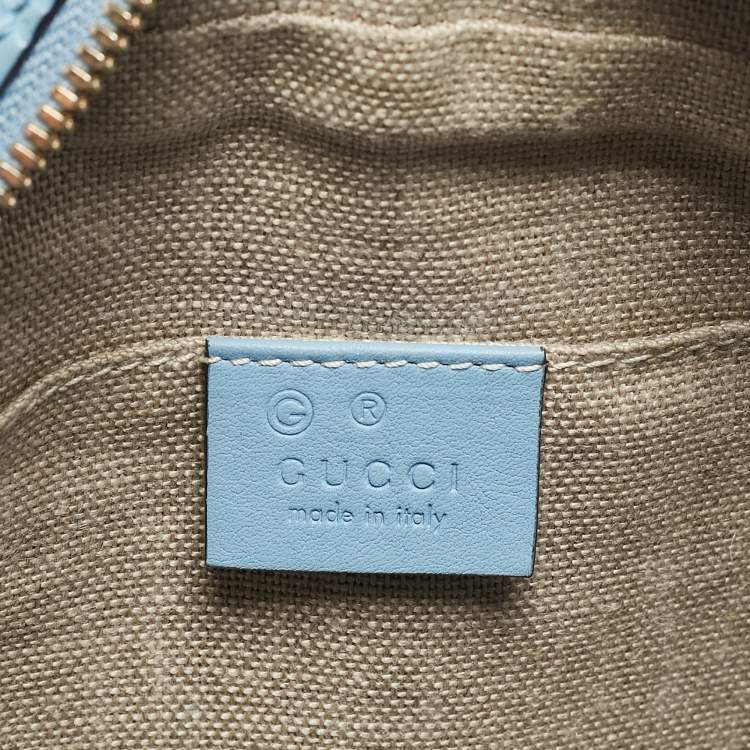 Pre Owned Gucci Light Blue Microguccissima Leather Bree Crossbody Bag