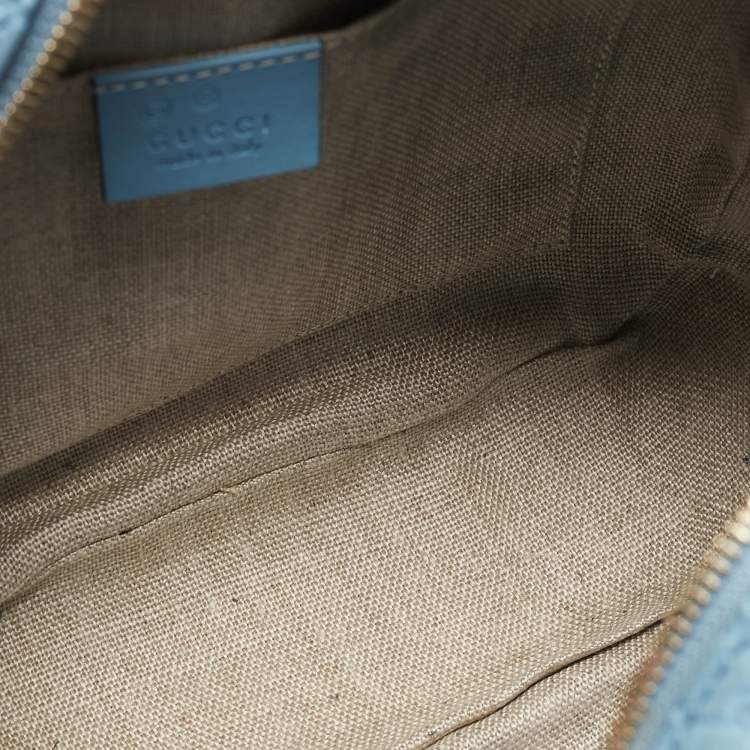 Pre Owned Gucci Light Blue Microguccissima Leather Bree Crossbody Bag