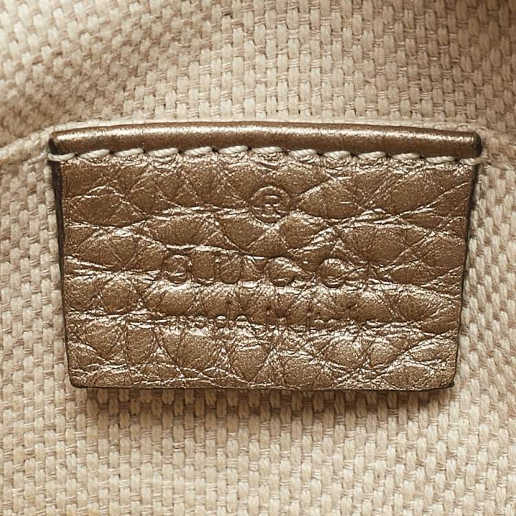 Pre Owned Gucci Metallic Beige Leather Small Soho Disco Crossbody Bag