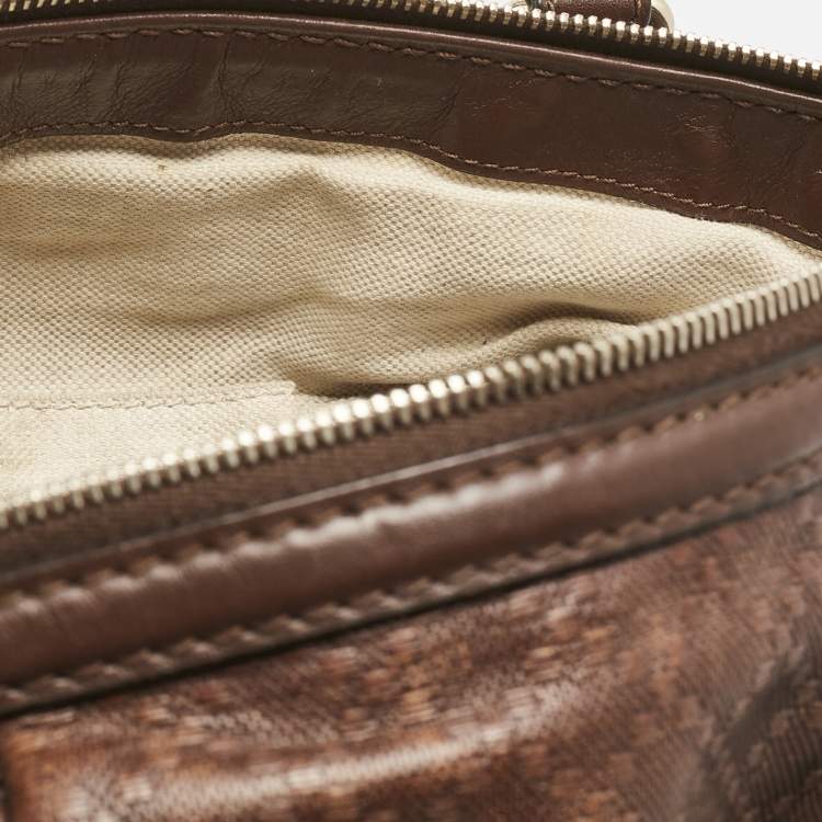 Pre Owned Gucci Brown Diamante Leather Medium Sukey Tote