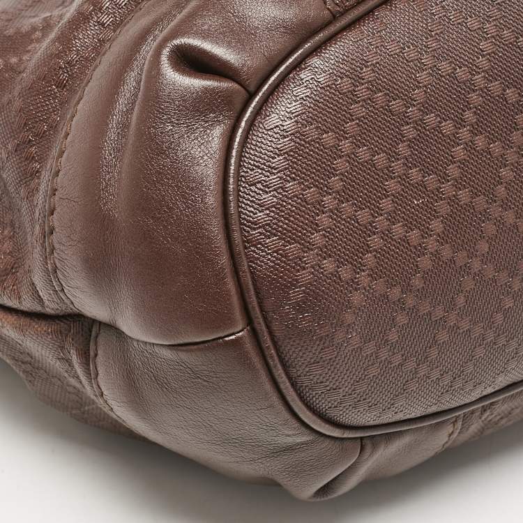 Pre Owned Gucci Brown Diamante Leather Medium Sukey Tote