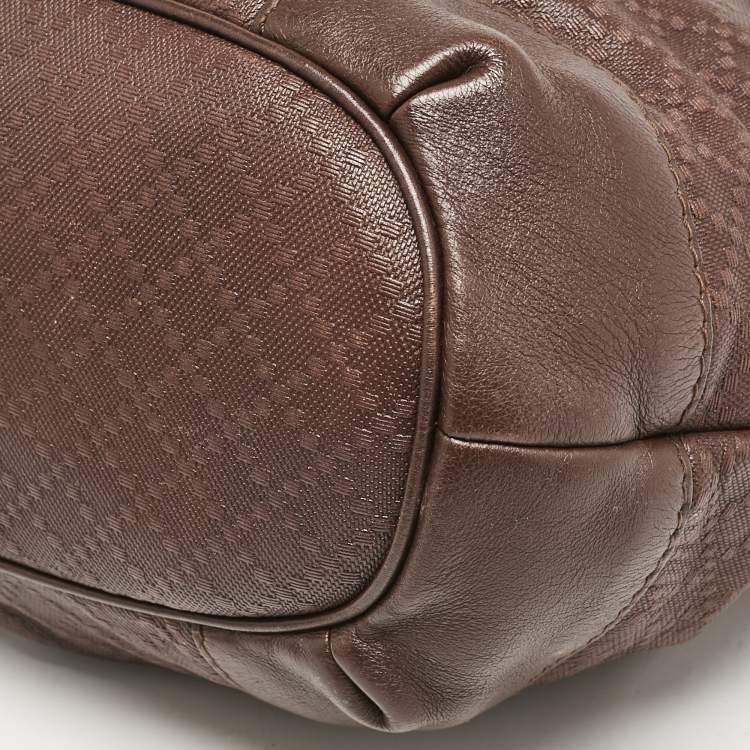 Pre Owned Gucci Brown Diamante Leather Medium Sukey Tote