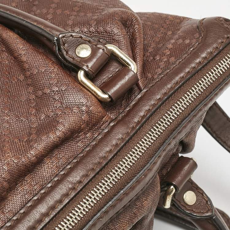 Pre Owned Gucci Brown Diamante Leather Medium Sukey Tote