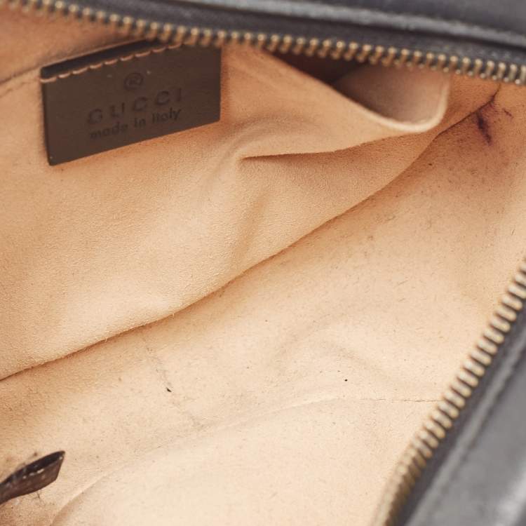 Pre Owned Gucci Black Matelassé Leather Mini GG Marmont Camera Bag