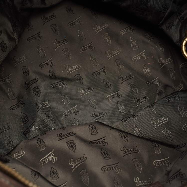 Pre Owned Gucci Dark Brown Suede and Leather Babouska Indy Boston Bag