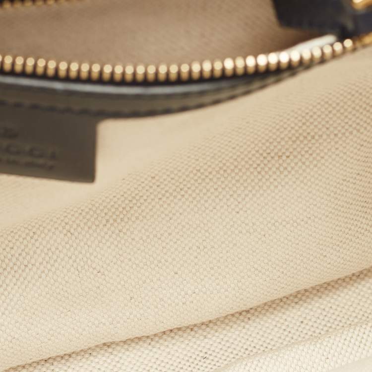 Pre Owned Gucci Brown/Navy Blue Glazed Leather Small Jackie 1961 Hobo