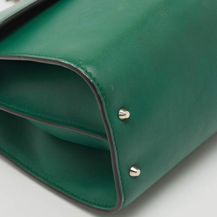 Pre Owned Gucci Green Leather Medium Interlocking G Shoulder Bag