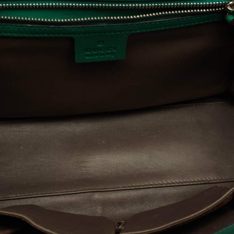 Pre Owned Gucci Green Leather Medium Interlocking G Shoulder Bag